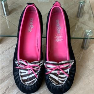 Kenneth Cole tribeca black pony hair zebra flats